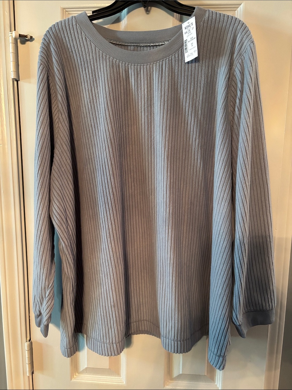 croft & barrow Ribbed Crewneck Light Bluish Gray Sleep Shirt NWT